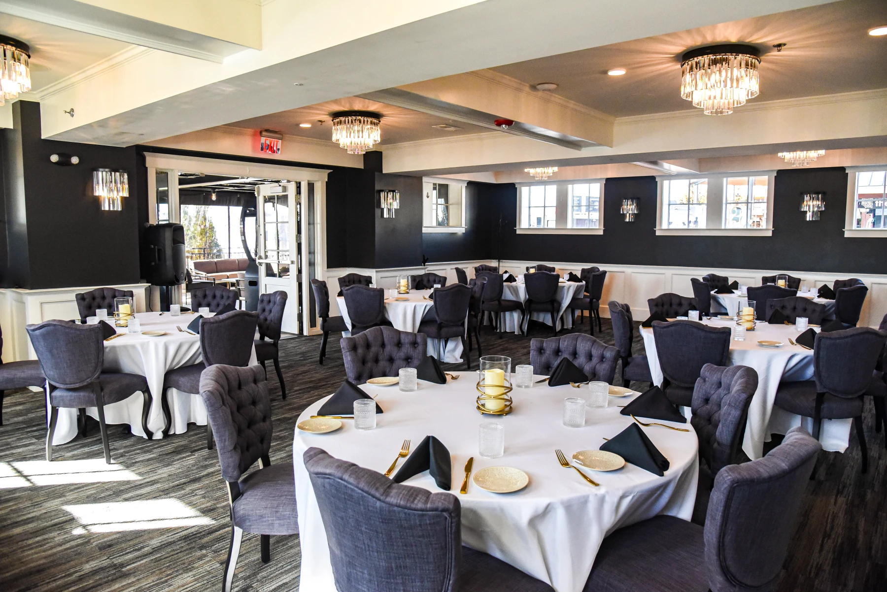A large open private dining room at The Black Sheep Restaurant in Manassas, VA