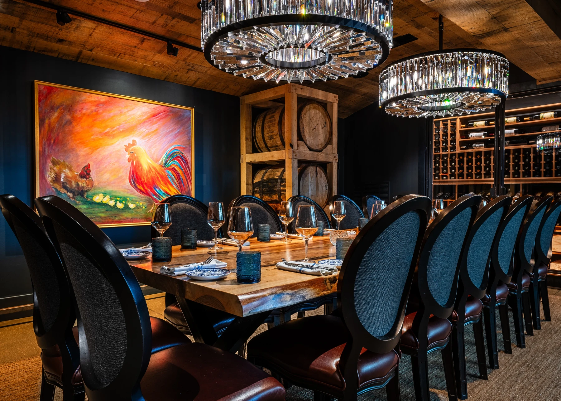Multiple private event spaces are available at The Black Sheep, like the Barrel Room, perfect for intimate private dinners